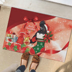 Black Cockatoo Christmas Australia Rubber Doormat Aussie Xmas Sock Coquette Bow