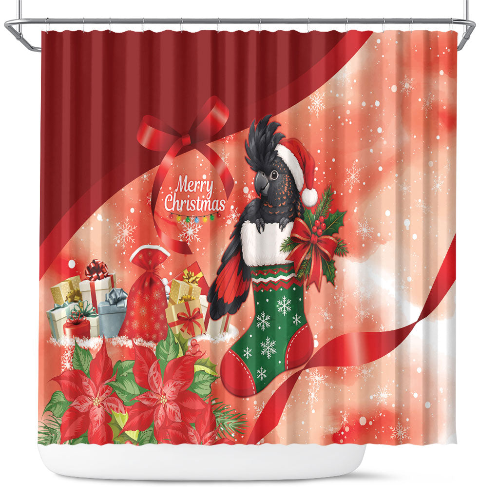 Black Cockatoo Christmas Australia Shower Curtain Aussie Xmas Sock Coquette Bow