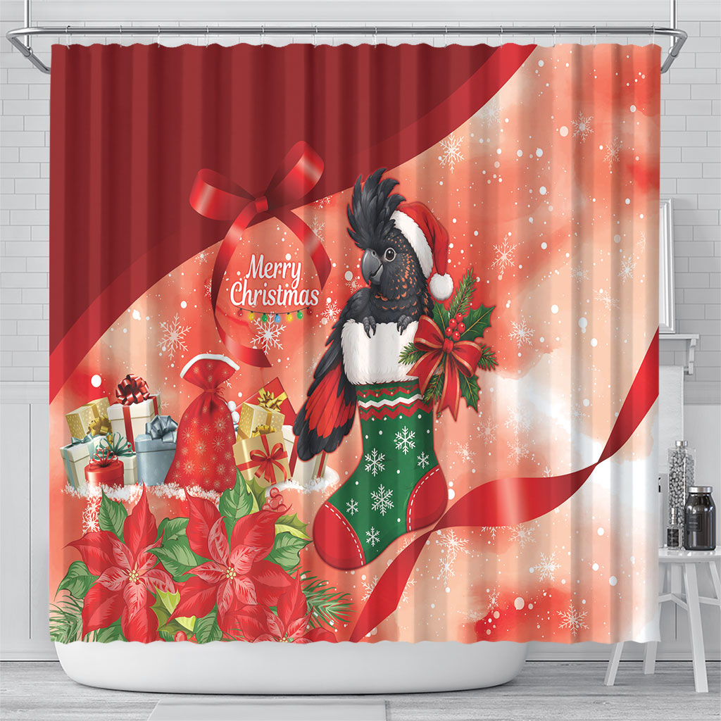 Black Cockatoo Christmas Australia Shower Curtain Aussie Xmas Sock Coquette Bow