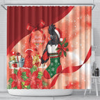 Black Cockatoo Christmas Australia Shower Curtain Aussie Xmas Sock Coquette Bow