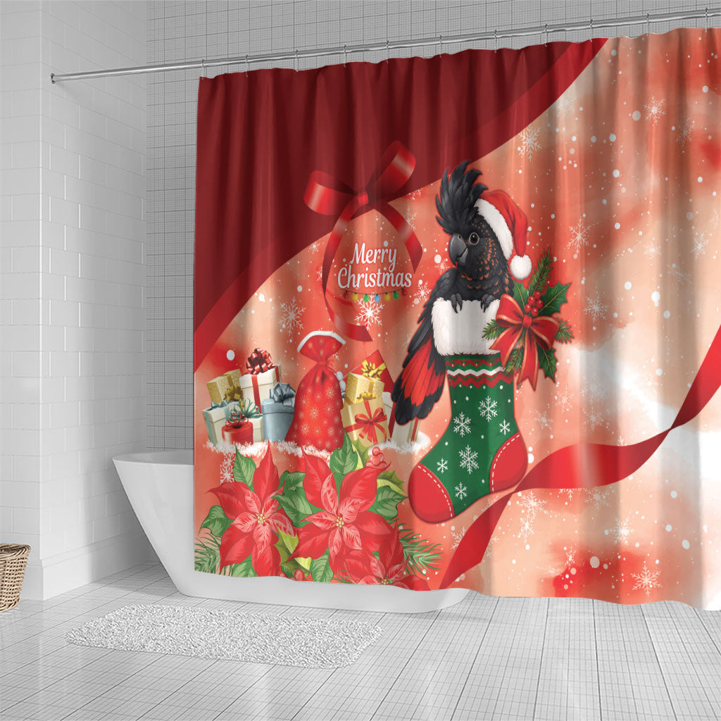 Black Cockatoo Christmas Australia Shower Curtain Aussie Xmas Sock Coquette Bow