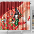 Black Cockatoo Christmas Australia Shower Curtain Aussie Xmas Sock Coquette Bow