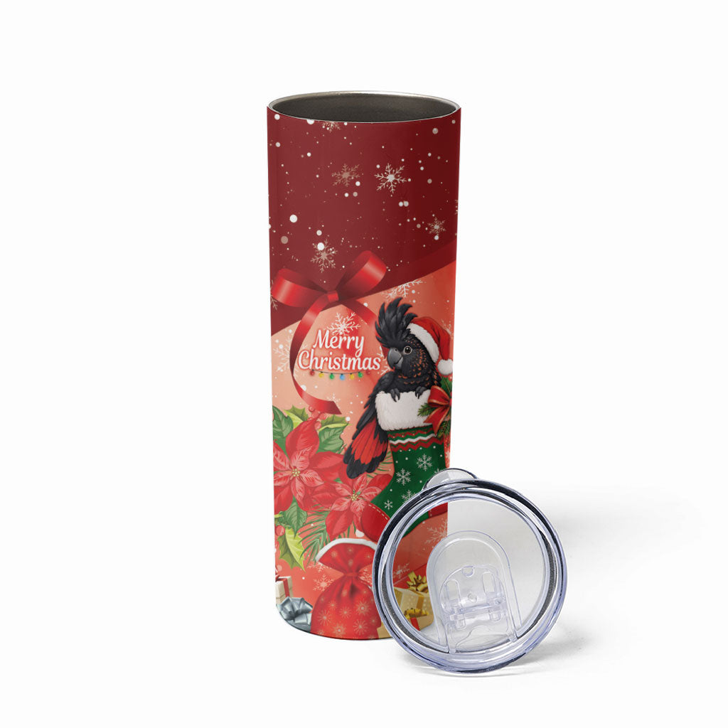 Black Cockatoo Christmas Australia Skinny Tumbler Aussie Xmas Sock Coquette Bow