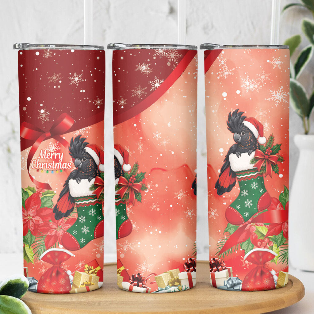 Black Cockatoo Christmas Australia Skinny Tumbler Aussie Xmas Sock Coquette Bow