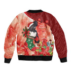 Black Cockatoo Christmas Australia Sleeve Zip Bomber Jacket Aussie Xmas Sock Coquette Bow