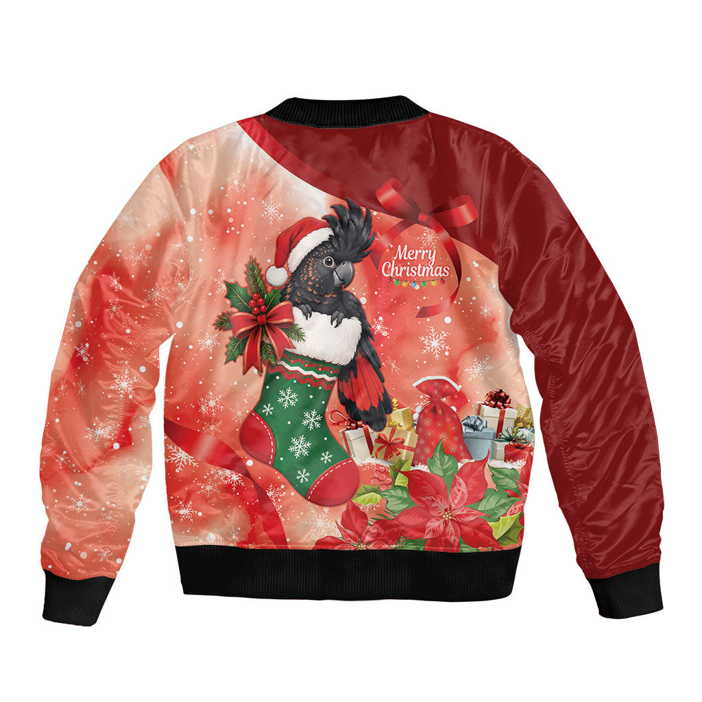 Black Cockatoo Christmas Australia Sleeve Zip Bomber Jacket Aussie Xmas Sock Coquette Bow