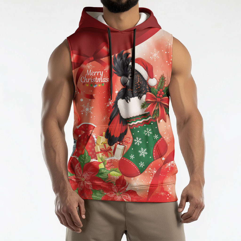 Black Cockatoo Christmas Australia Sleeveless Hoodie Aussie Xmas Sock Coquette Bow