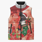 Black Cockatoo Christmas Australia Sleeveless Puffer Jacket Aussie Xmas Sock Coquette Bow