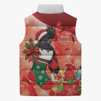 Black Cockatoo Christmas Australia Sleeveless Puffer Jacket Aussie Xmas Sock Coquette Bow