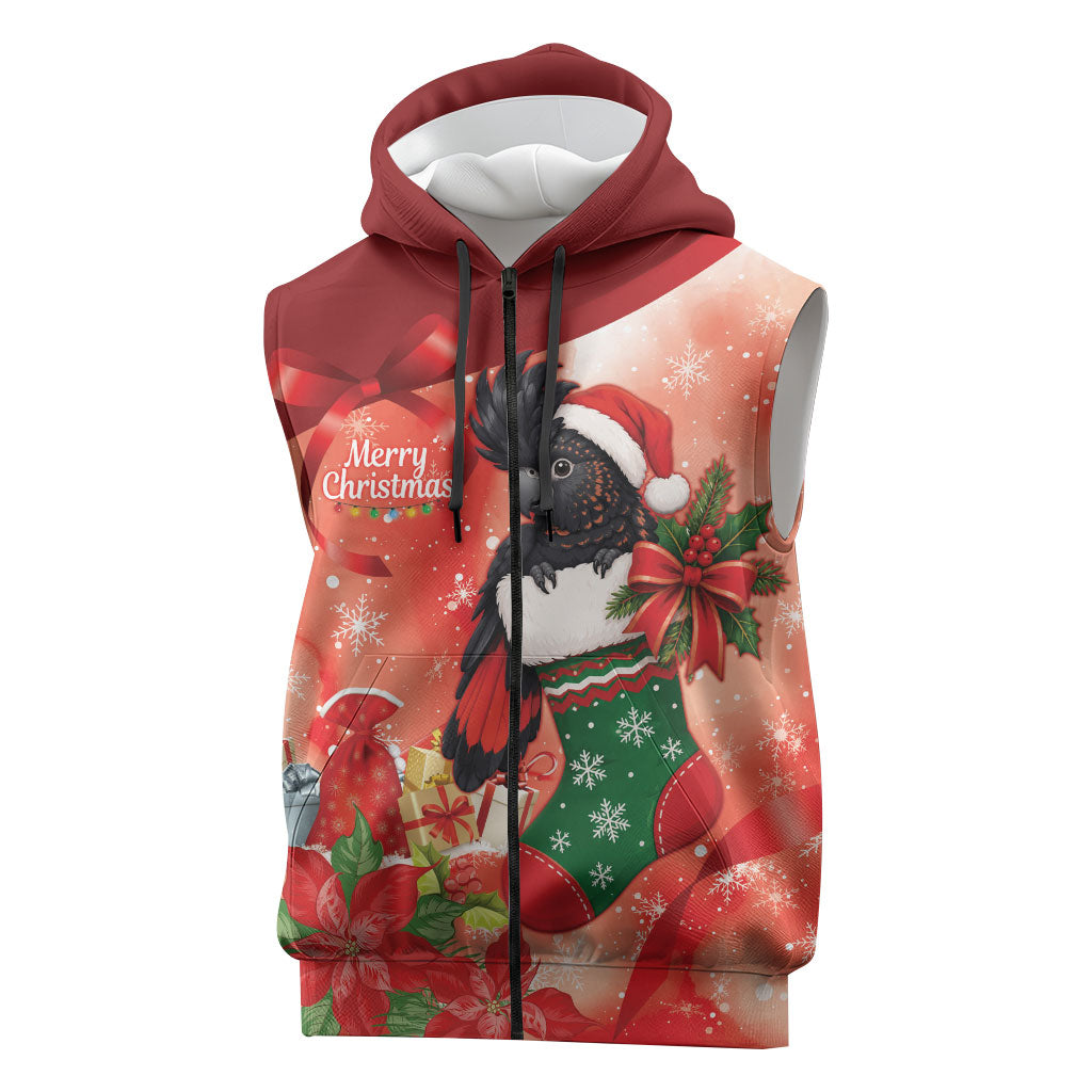 Black Cockatoo Christmas Australia Sleeveless Zip Hoodie Aussie Xmas Sock Coquette Bow