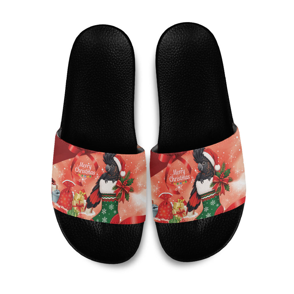 Black Cockatoo Christmas Australia Slide Sandals Aussie Xmas Sock Coquette Bow