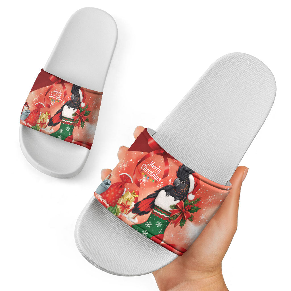 Black Cockatoo Christmas Australia Slide Sandals Aussie Xmas Sock Coquette Bow