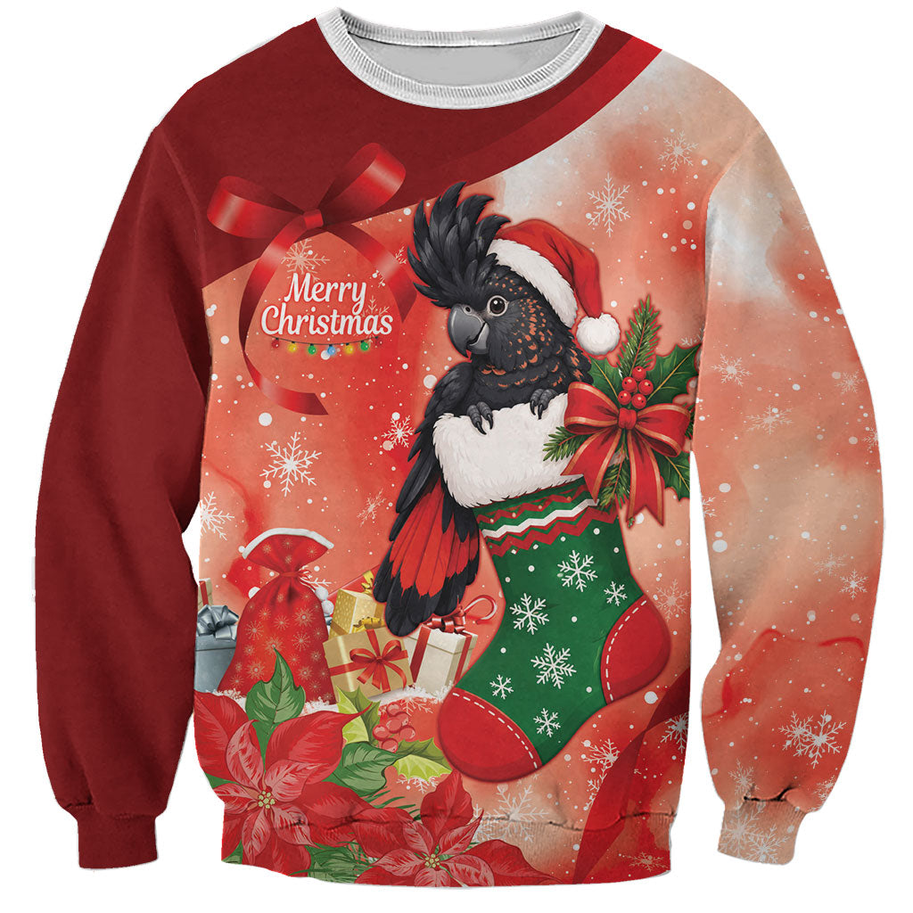 Black Cockatoo Christmas Australia Sweatshirt Aussie Xmas Sock Coquette Bow