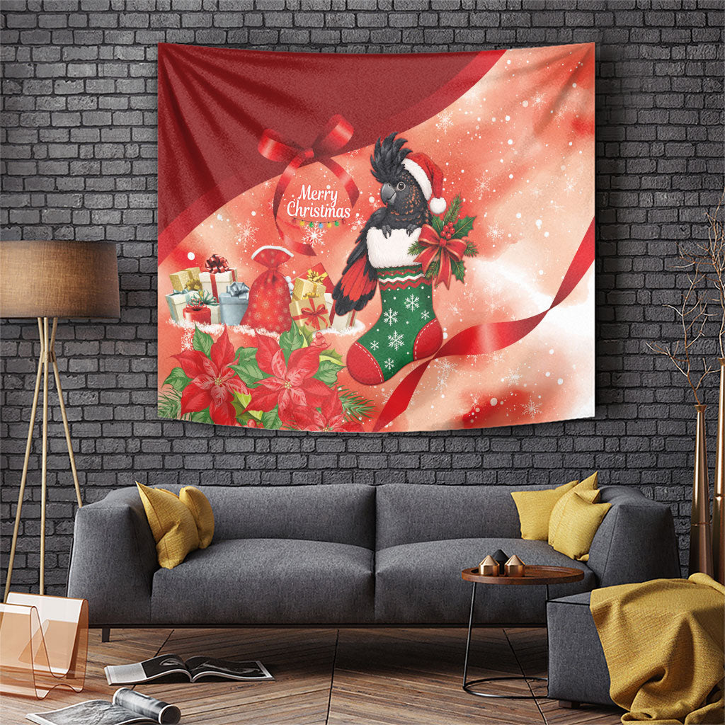 Black Cockatoo Christmas Australia Tapestry Aussie Xmas Sock Coquette Bow