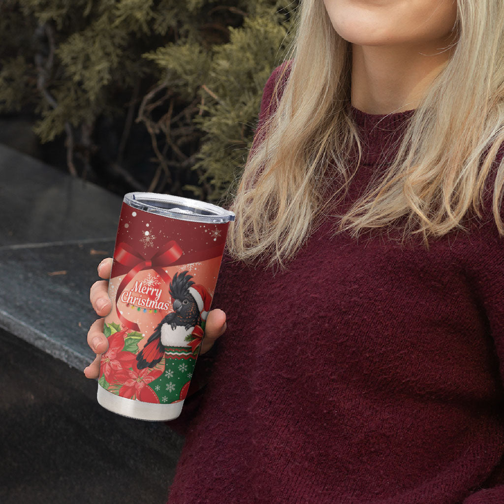 Black Cockatoo Christmas Australia Tumbler Cup Aussie Xmas Sock Coquette Bow