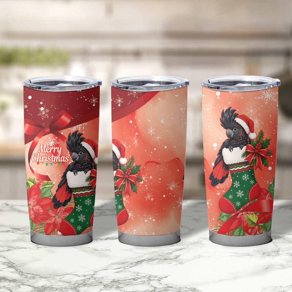 Black Cockatoo Christmas Australia Tumbler Cup Aussie Xmas Sock Coquette Bow