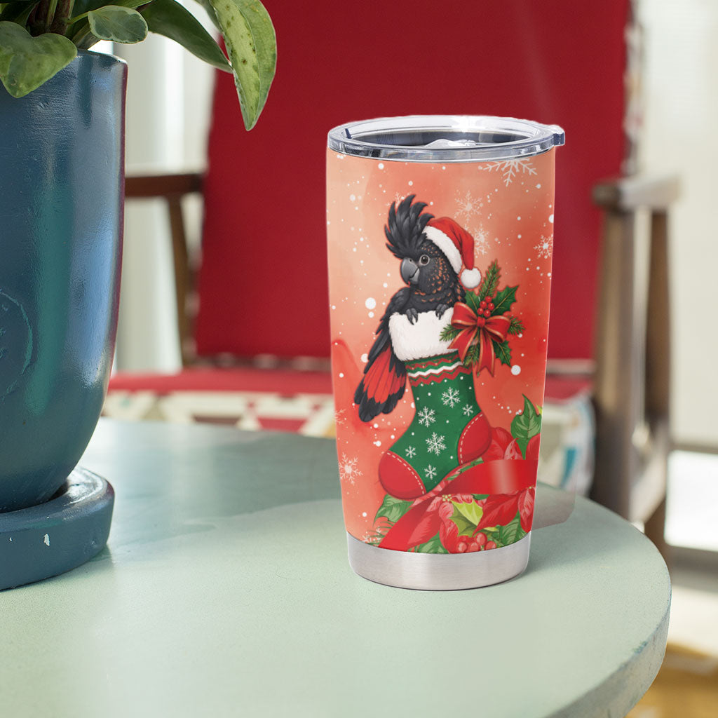 Black Cockatoo Christmas Australia Tumbler Cup Aussie Xmas Sock Coquette Bow