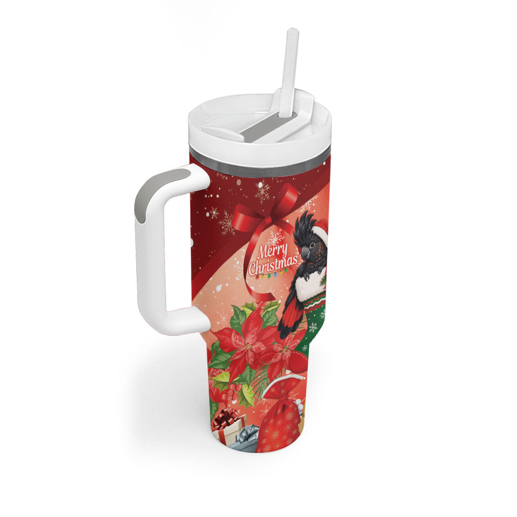 Black Cockatoo Christmas Australia Tumbler With Handle Aussie Xmas Sock Coquette Bow