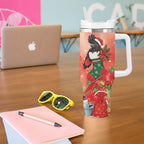 Black Cockatoo Christmas Australia Tumbler With Handle Aussie Xmas Sock Coquette Bow