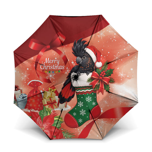 Black Cockatoo Christmas Australia Umbrella Aussie Xmas Sock Coquette Bow