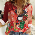 Black Cockatoo Christmas Australia Women Casual Shirt Aussie Xmas Sock Coquette Bow