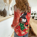 Black Cockatoo Christmas Australia Women Casual Shirt Aussie Xmas Sock Coquette Bow