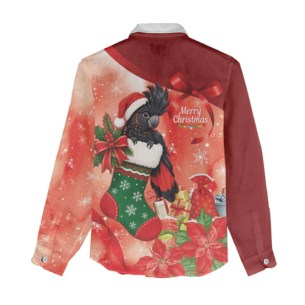 Black Cockatoo Christmas Australia Women Casual Shirt Aussie Xmas Sock Coquette Bow