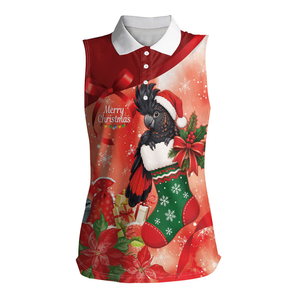 Black Cockatoo Christmas Australia Women Sleeveless Polo Shirt Aussie Xmas Sock Coquette Bow