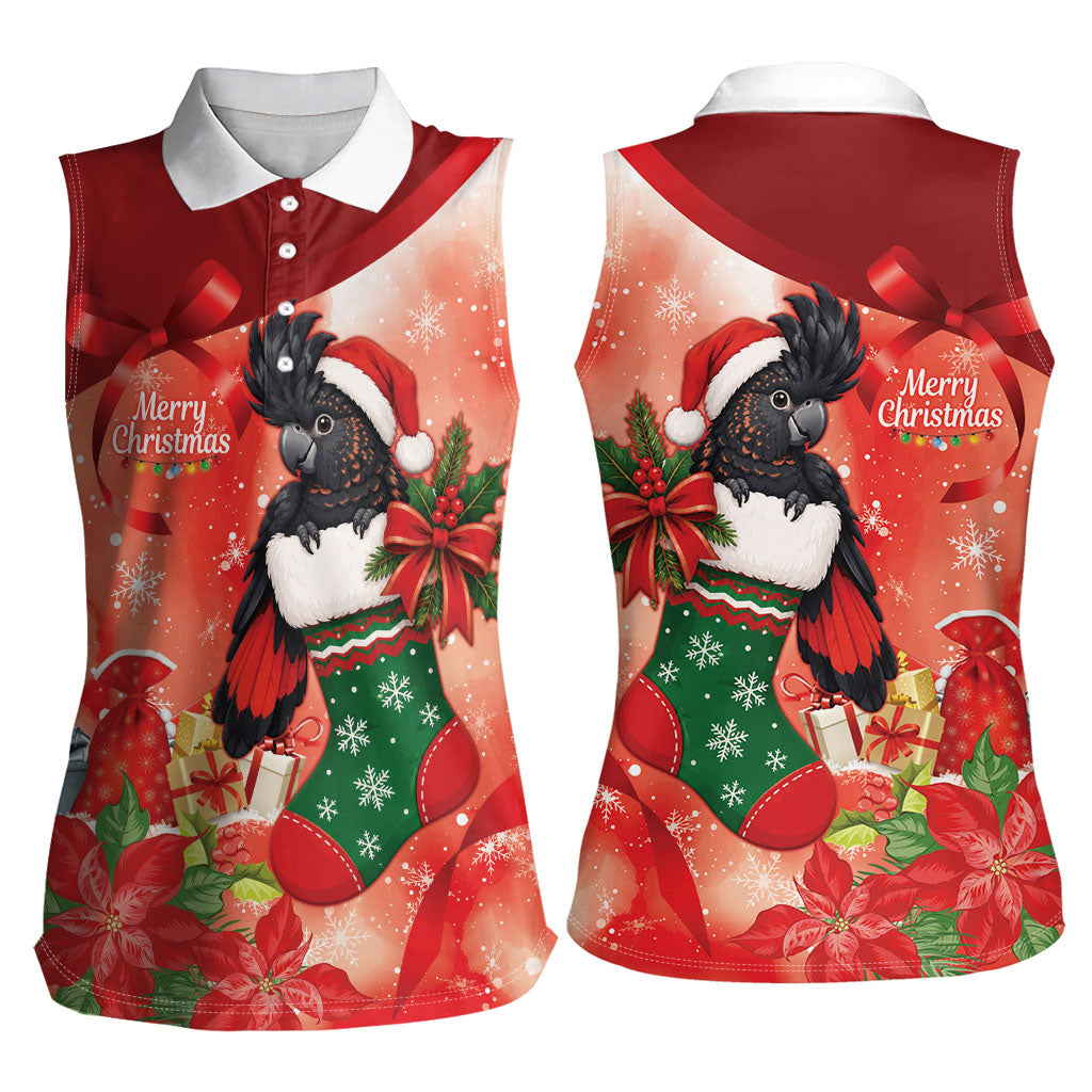 Black Cockatoo Christmas Australia Women Sleeveless Polo Shirt Aussie Xmas Sock Coquette Bow
