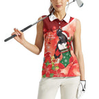 Black Cockatoo Christmas Australia Women Sleeveless Polo Shirt Aussie Xmas Sock Coquette Bow
