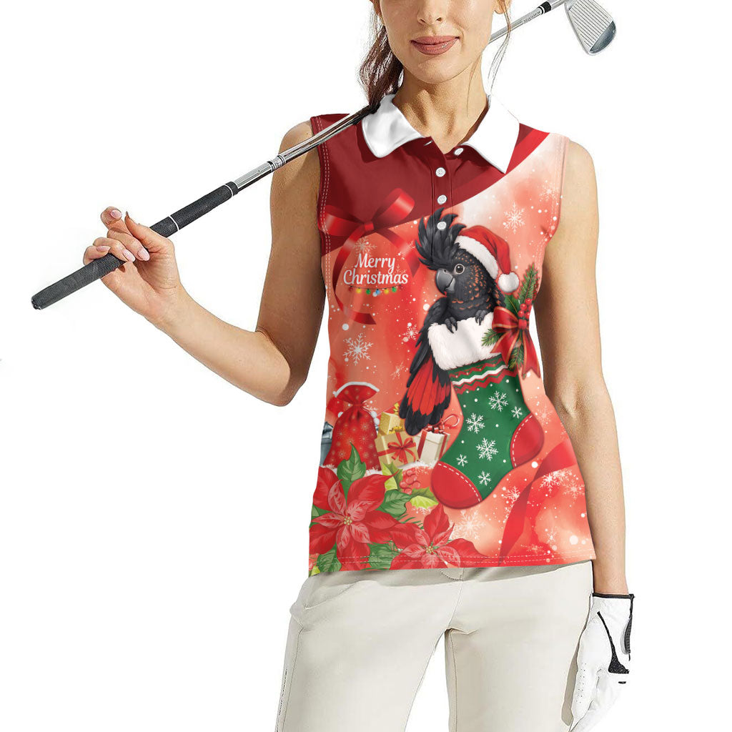Black Cockatoo Christmas Australia Women Sleeveless Polo Shirt Aussie Xmas Sock Coquette Bow