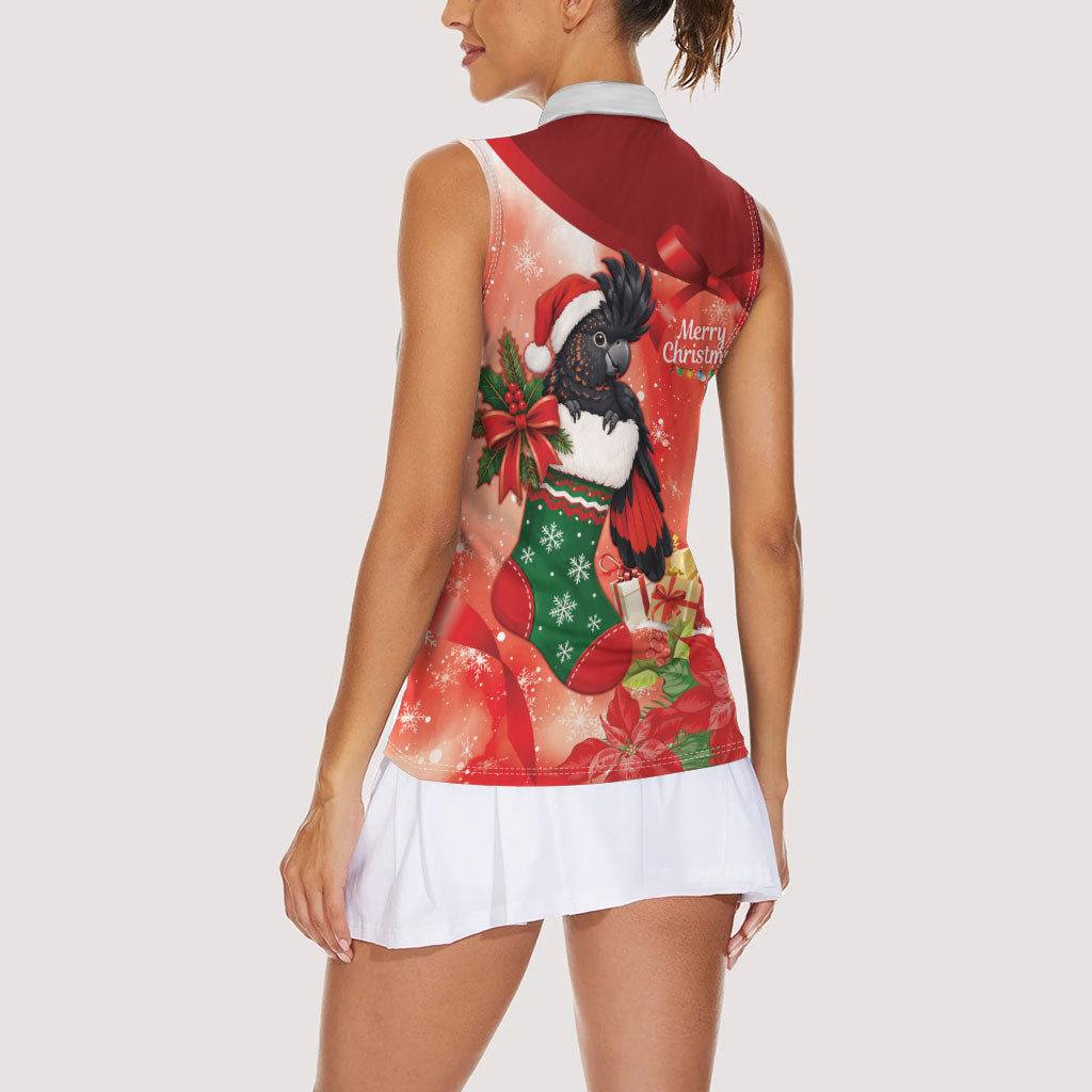 Black Cockatoo Christmas Australia Women Sleeveless Polo Shirt Aussie Xmas Sock Coquette Bow