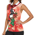 Black Cockatoo Christmas Australia Women Sleeveless Polo Shirt Aussie Xmas Sock Coquette Bow