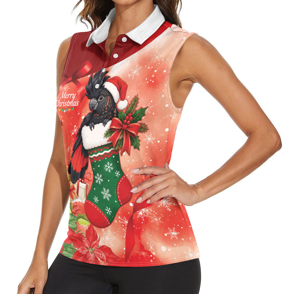 Black Cockatoo Christmas Australia Women Sleeveless Polo Shirt Aussie Xmas Sock Coquette Bow