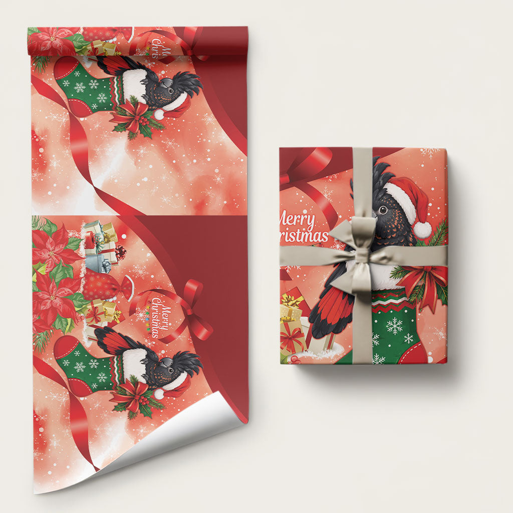 Black Cockatoo Christmas Australia Wrapping Paper Aussie Xmas Sock Coquette Bow