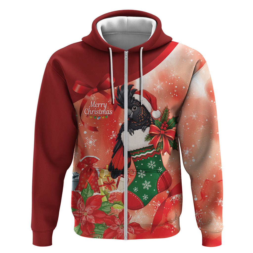 Black Cockatoo Christmas Australia Zip Hoodie Aussie Xmas Sock Coquette Bow