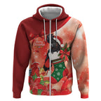 Black Cockatoo Christmas Australia Zip Hoodie Aussie Xmas Sock Coquette Bow