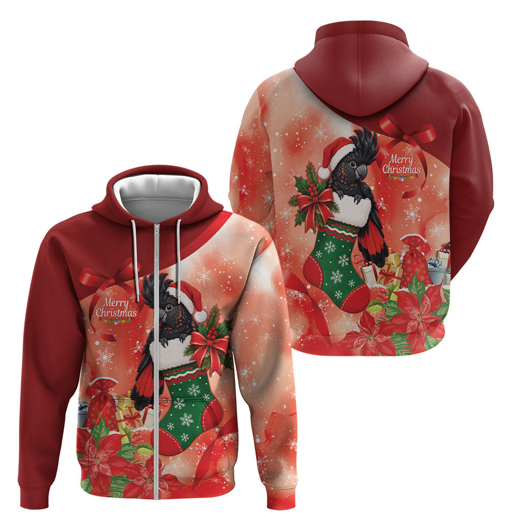 Black Cockatoo Christmas Australia Zip Hoodie Aussie Xmas Sock Coquette Bow