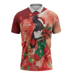 Black Cockatoo Christmas Australia Zipper Polo Shirt Aussie Xmas Sock Coquette Bow