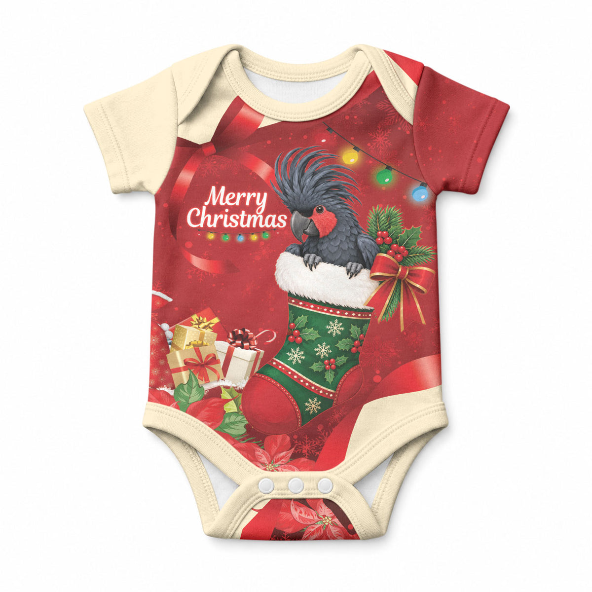Palm Cockatoo Christmas Australia Baby Onesie Aussie Xmas Sock Coquette Bow