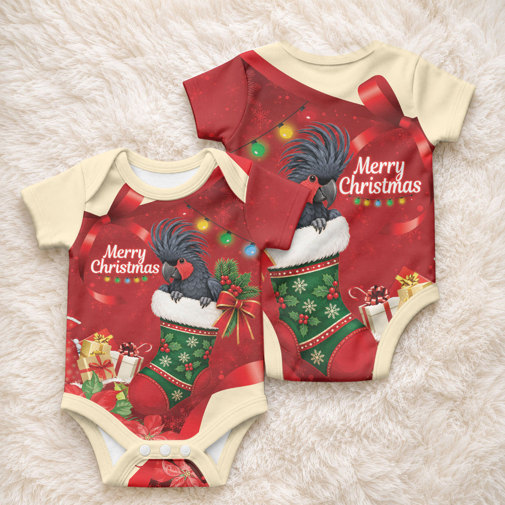 Palm Cockatoo Christmas Australia Baby Onesie Aussie Xmas Sock Coquette Bow