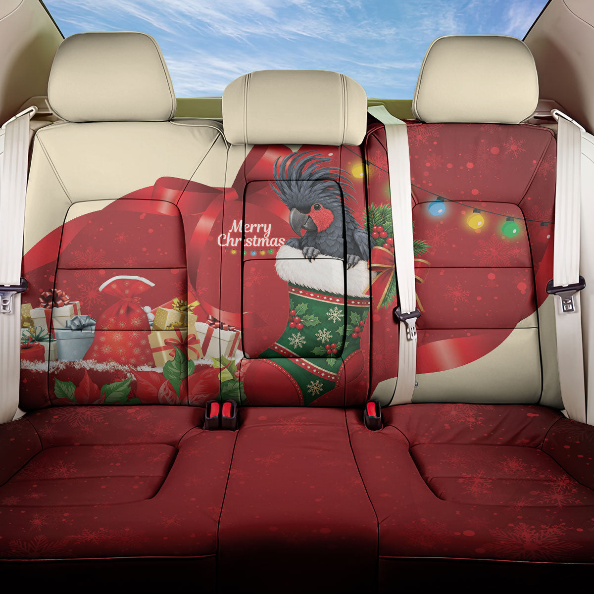 Palm Cockatoo Christmas Australia Back Car Seat Cover Aussie Xmas Sock Coquette Bow