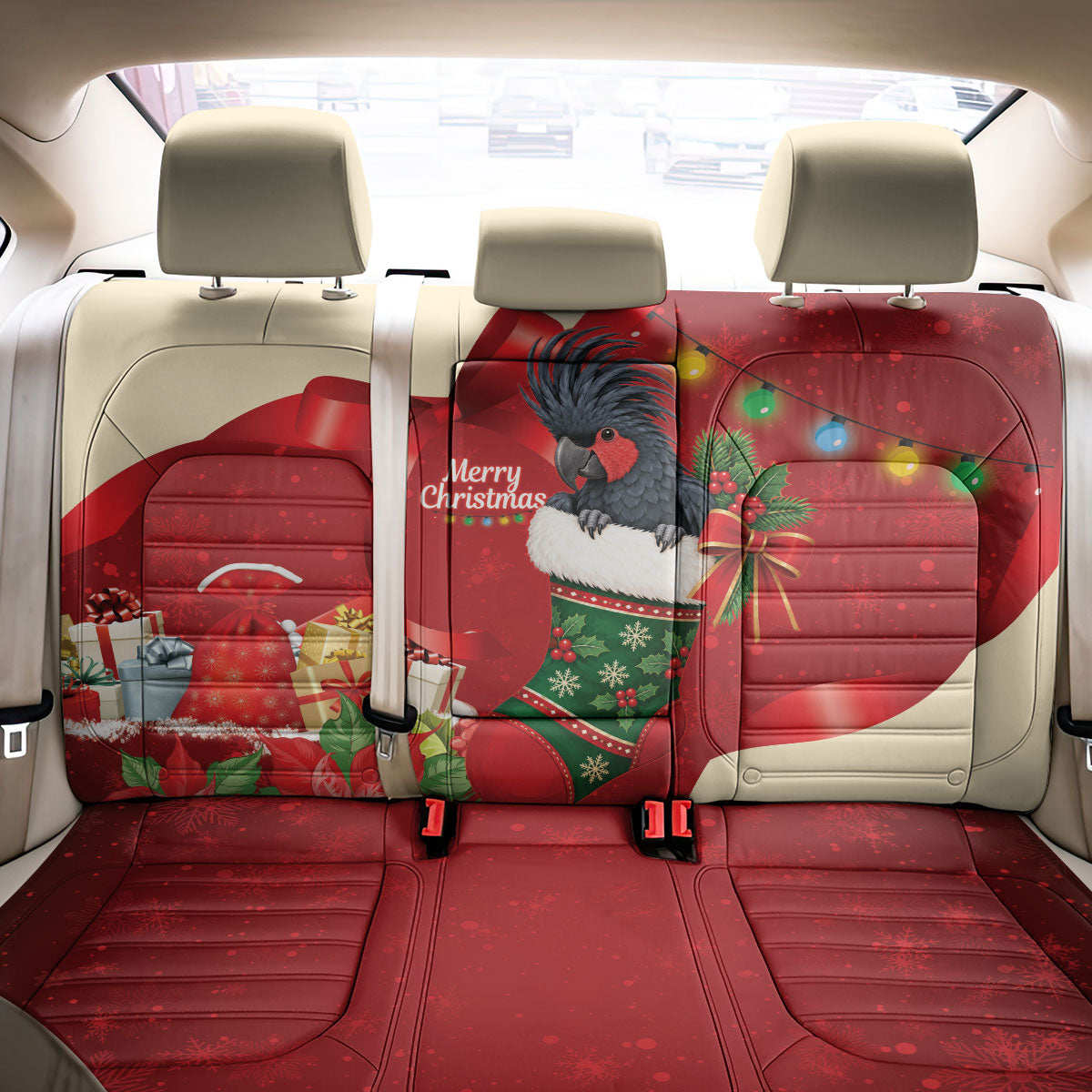 Palm Cockatoo Christmas Australia Back Car Seat Cover Aussie Xmas Sock Coquette Bow