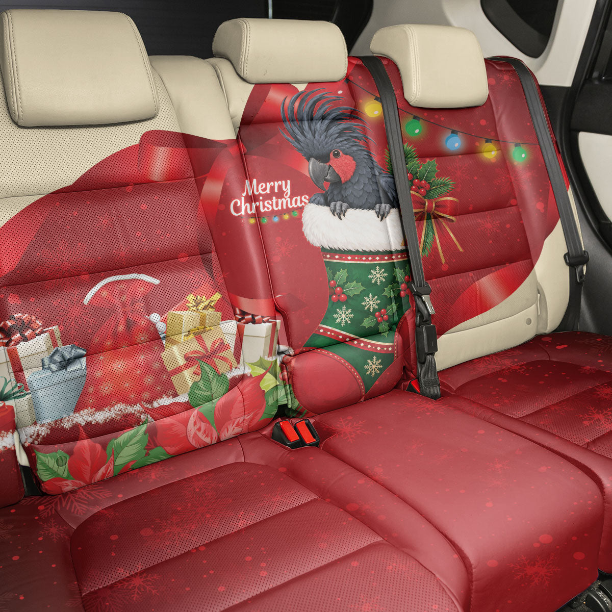 Palm Cockatoo Christmas Australia Back Car Seat Cover Aussie Xmas Sock Coquette Bow