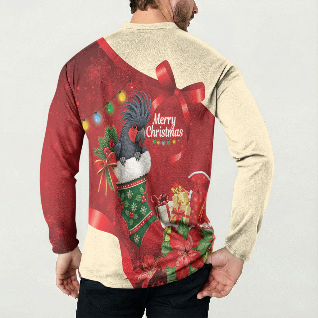 Palm Cockatoo Christmas Australia Button Sweatshirt Aussie Xmas Sock Coquette Bow