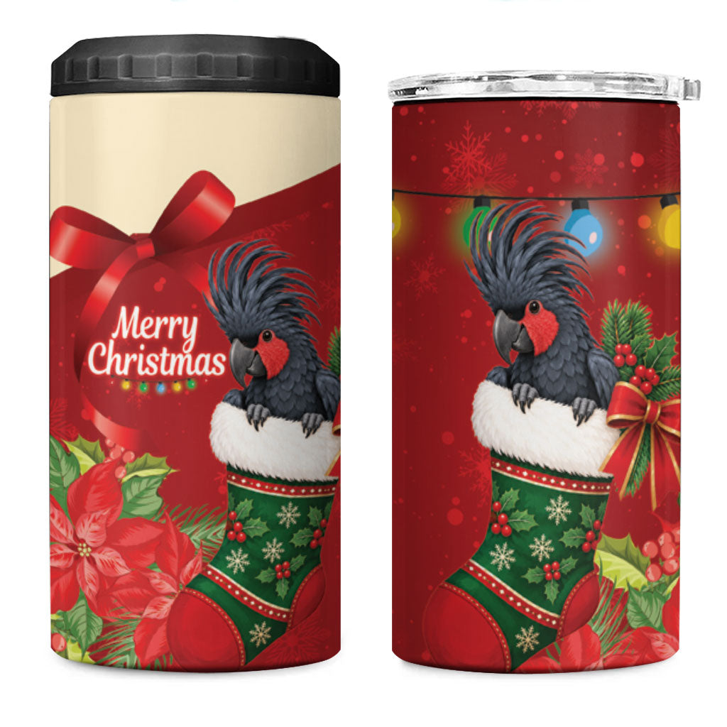 Palm Cockatoo Christmas Australia 4 in 1 Can Cooler Tumbler Aussie Xmas Sock Coquette Bow