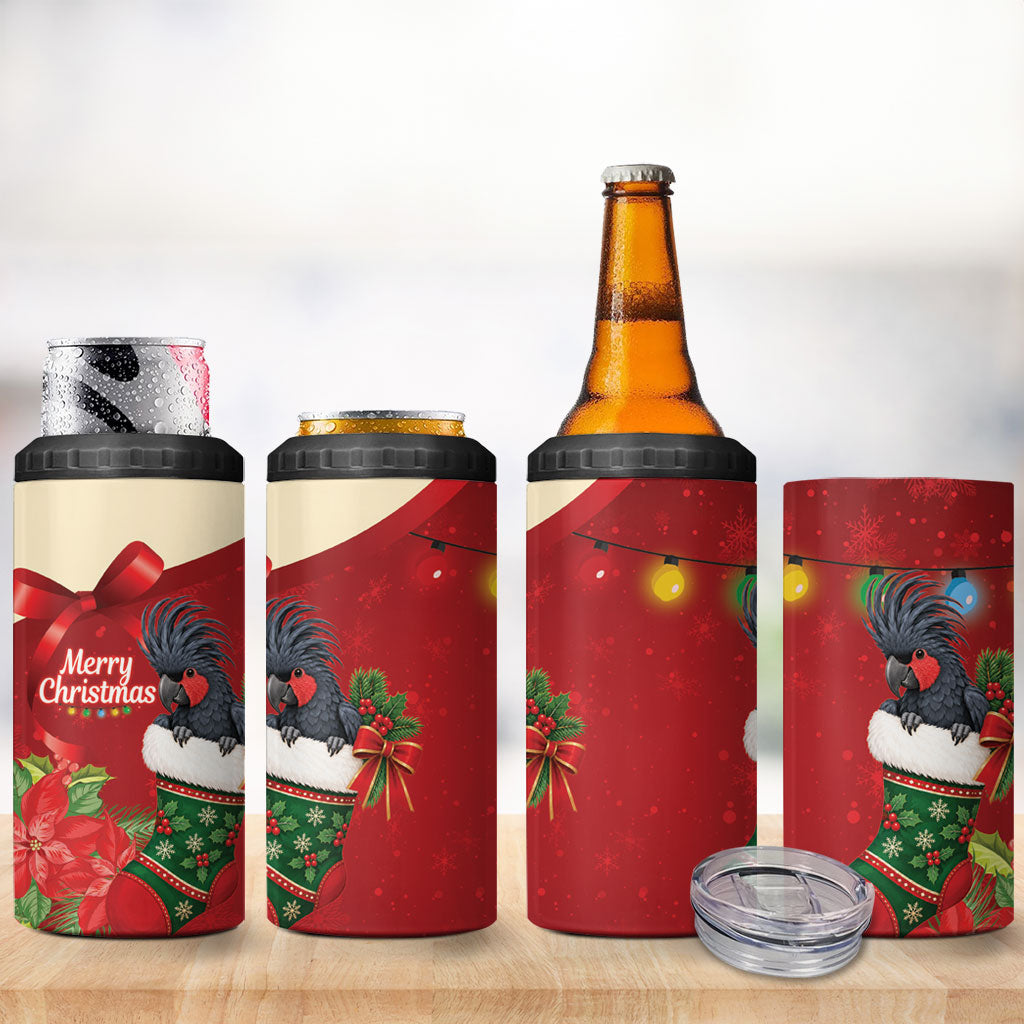 Palm Cockatoo Christmas Australia 4 in 1 Can Cooler Tumbler Aussie Xmas Sock Coquette Bow