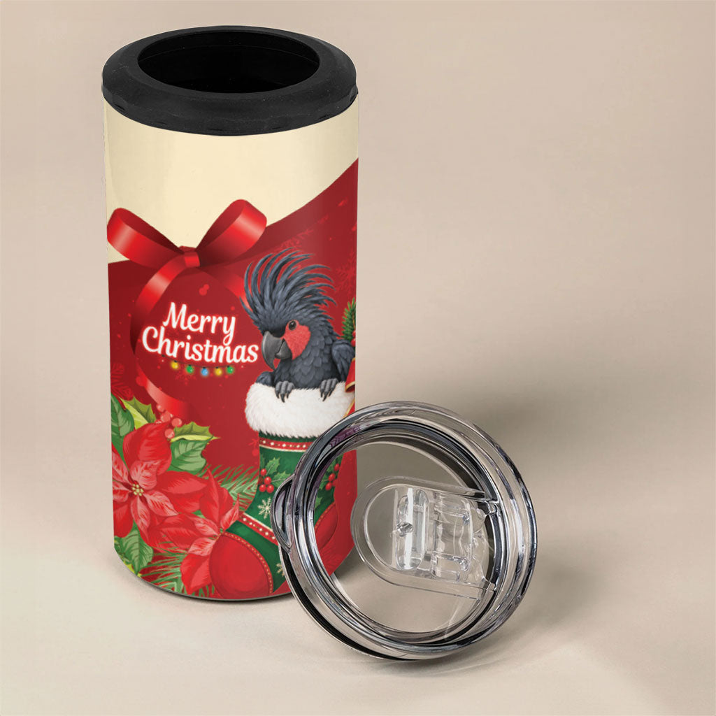 Palm Cockatoo Christmas Australia 4 in 1 Can Cooler Tumbler Aussie Xmas Sock Coquette Bow