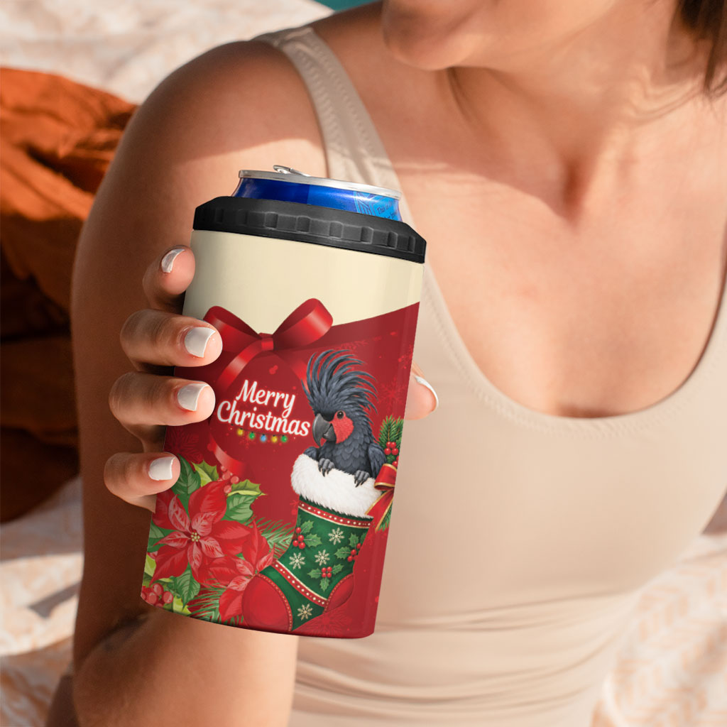 Palm Cockatoo Christmas Australia 4 in 1 Can Cooler Tumbler Aussie Xmas Sock Coquette Bow