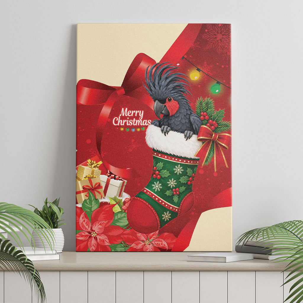 Palm Cockatoo Christmas Australia Canvas Wall Art Aussie Xmas Sock Coquette Bow
